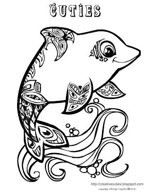 Dolphin design coloring page
